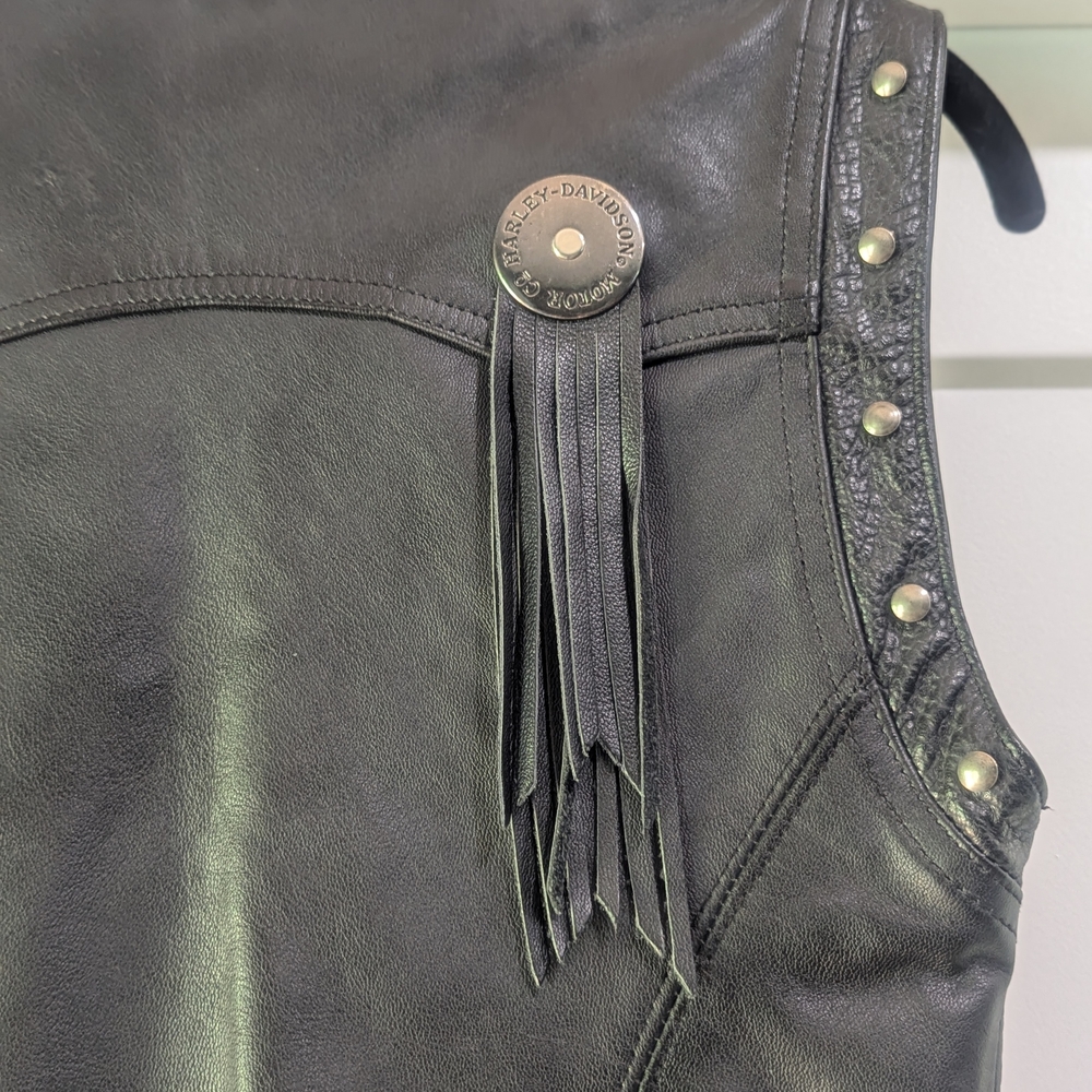 Harley Davidson Women's Small Black Leather Vest - Picture 6 of 7